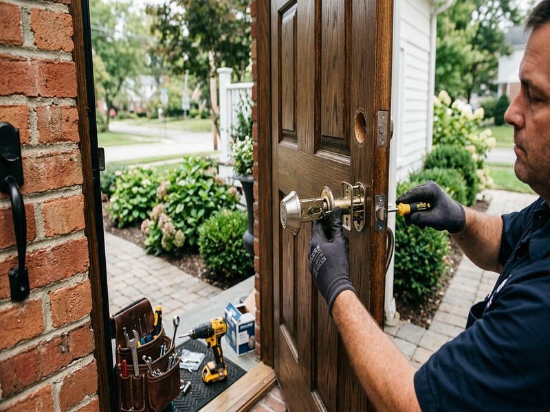 Deadbolt installation on a residential door